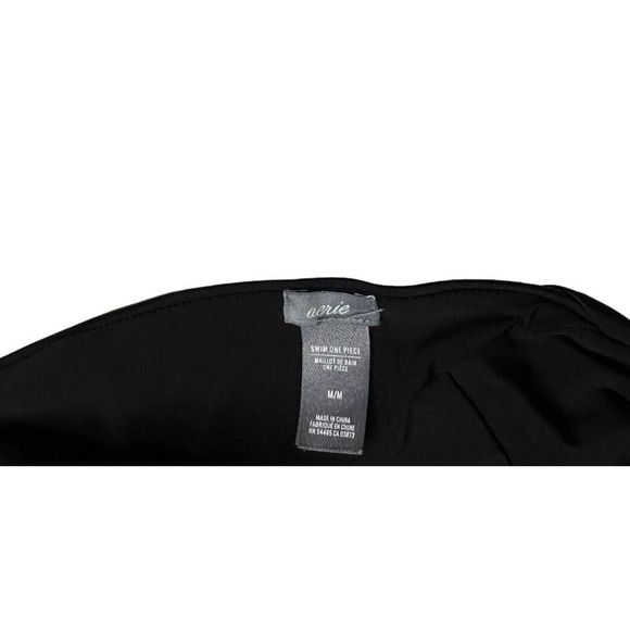 Aerie Solid Black Lace Up Front Plunge One Piece Halter Swimsuit Maillot Size M - Picture 7 of 7